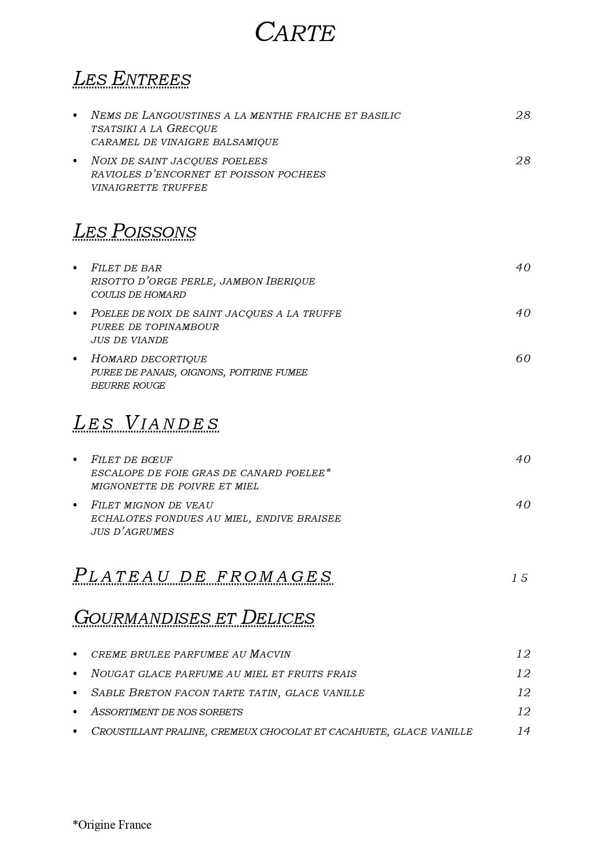Carte et menus du restaurant Le Saint-Pierre à Besançon