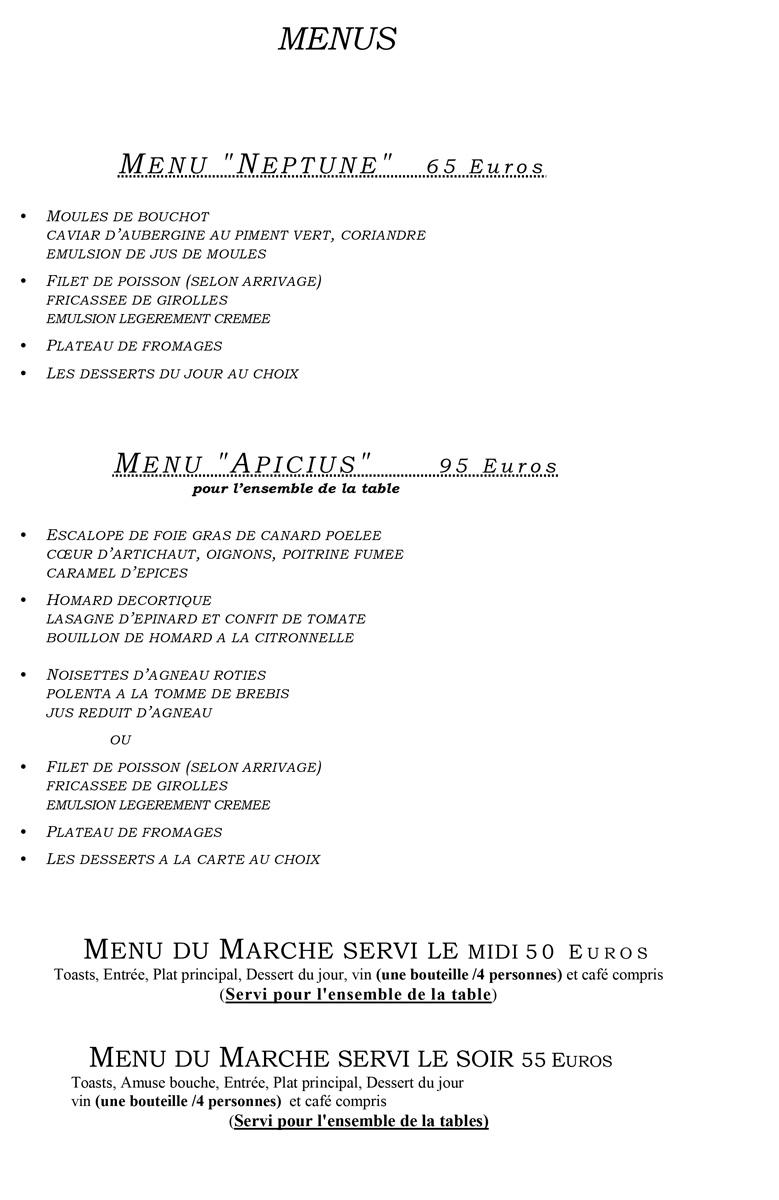 Menus du restaurant Le Saint-Pierre