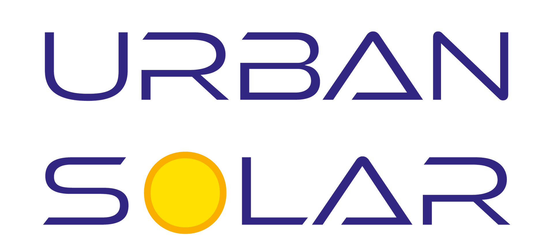 Ein Logo für Urban Solar mit einer gelben Sonne in der Mitte.
