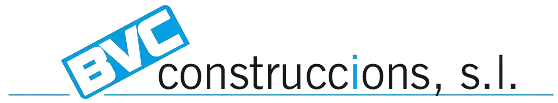 Un logotipo azul y blanco para evc construcciones sl