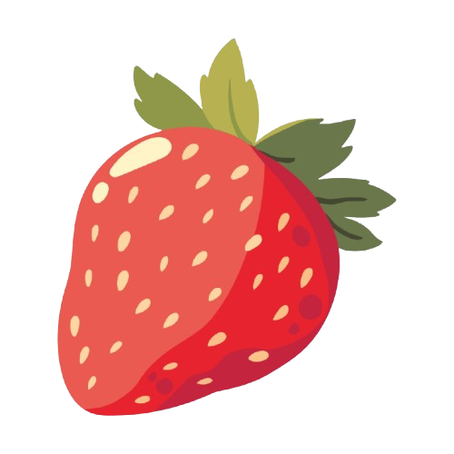 Fresa roja con hojas verdes.