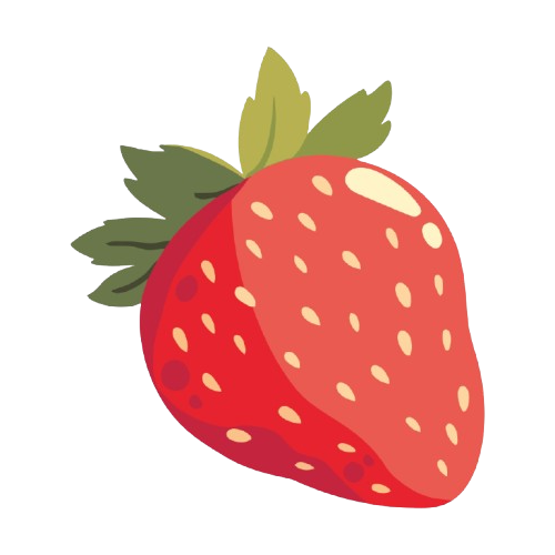 Fresa roja con hojas verdes.