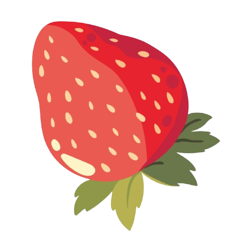 Fresa roja con hojas verdes.