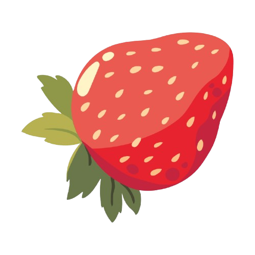 Fresa roja con hojas verdes.