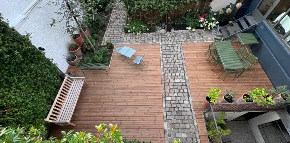 Allée en pavés après.
