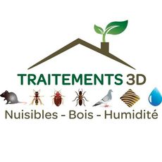 Traitements 3D Logo en forme de maison verte avec pleins de nuisibles