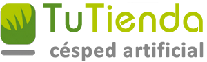 Un logotipo verde y blanco para tutienda cesped artificial.