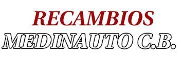 "RECEMBIOS" en texto rojo sobre "MEDINAUTO CB" delineado en negro sobre fondo blanco.