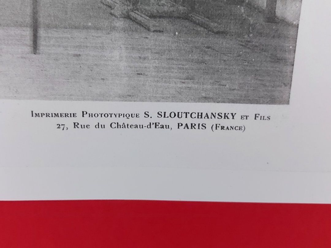 Texto: Imprenta Phototypie S. Sloutchansky and Sons, 27, Rue du Château-d'Eau, París (Francia).