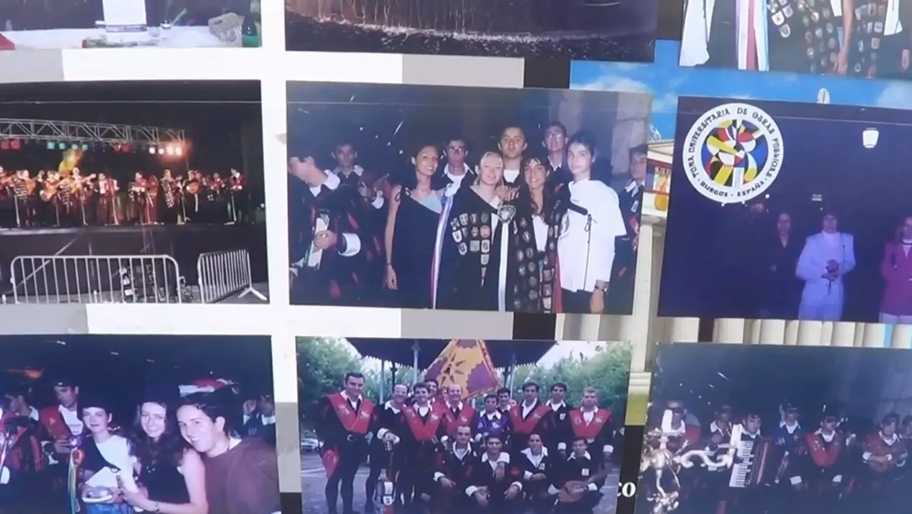 Fotos de grupo, eventos varios. Personas uniformadas, actuaciones, reuniones. Iluminación mixta, colores apagados.