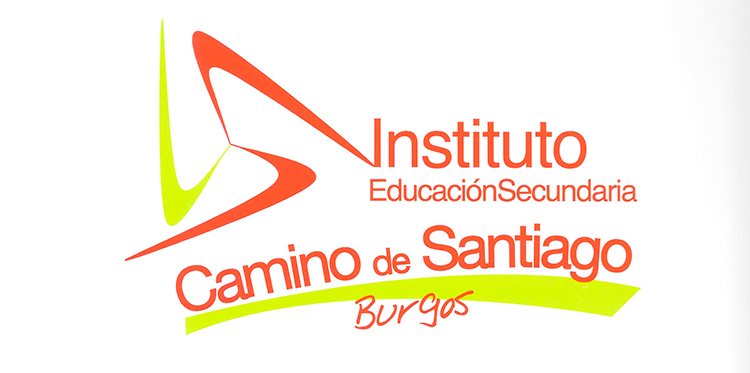 Logotipo del Instituto Camino de Santiago de Burgos. Presenta un diseño y texto en naranja y amarillo.