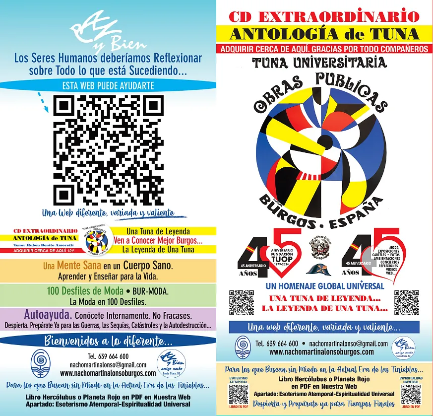 Publicidad de una antología en CD de Tuna Universitaria, con logotipos y un código QR.