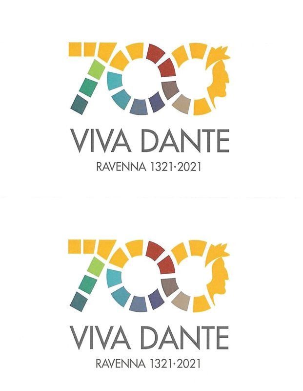 Logotipo para el 700 aniversario de la muerte de Dante, con el colorido 