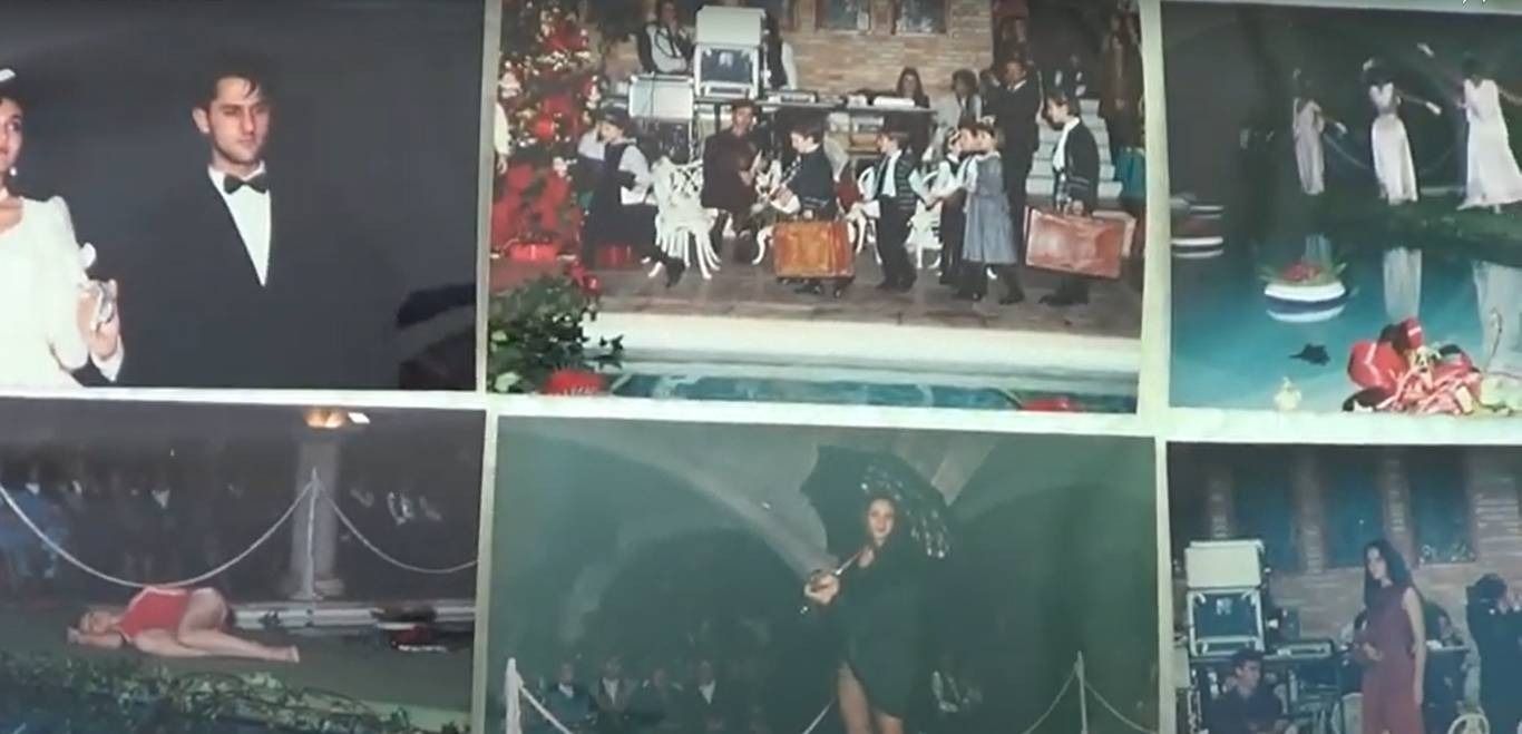 Un collage de seis fotografías: una pareja de novios, un grupo junto a una piscina, gente bailando, una persona tumbada, una mujer con una sombrilla, una mujer cantando.