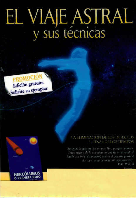 Portada del libro: «Viajes Astrales y sus Técnicas». Figura etérea azul sobre un fondo estrellado.