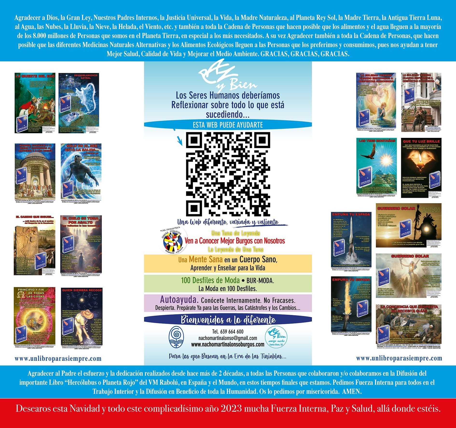 Póster con portadas de libros, código QR e información del evento en español.