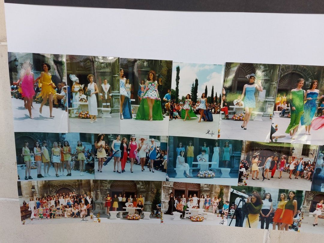 Collage de fotografías de personas disfrazadas; evento al aire libre, posiblemente una celebración.