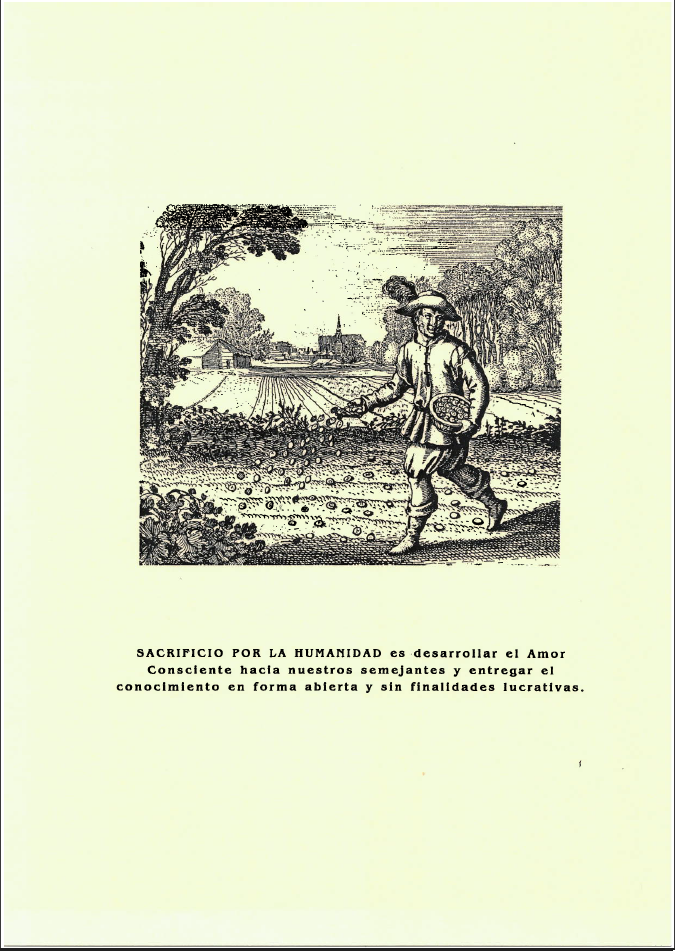 Hombre sembrando semillas en un campo; el texto en la parte inferior analiza los beneficios del cultivo.