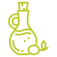 Un dibujo lineal de una botella de aceite de oliva con asa.
