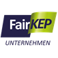 Logo des Unternehmens Fair KEP. Dunkelblaues und grünes Farbschema. Text „Fair KEP“ mit „UNTERNEHMEN“ darunter.