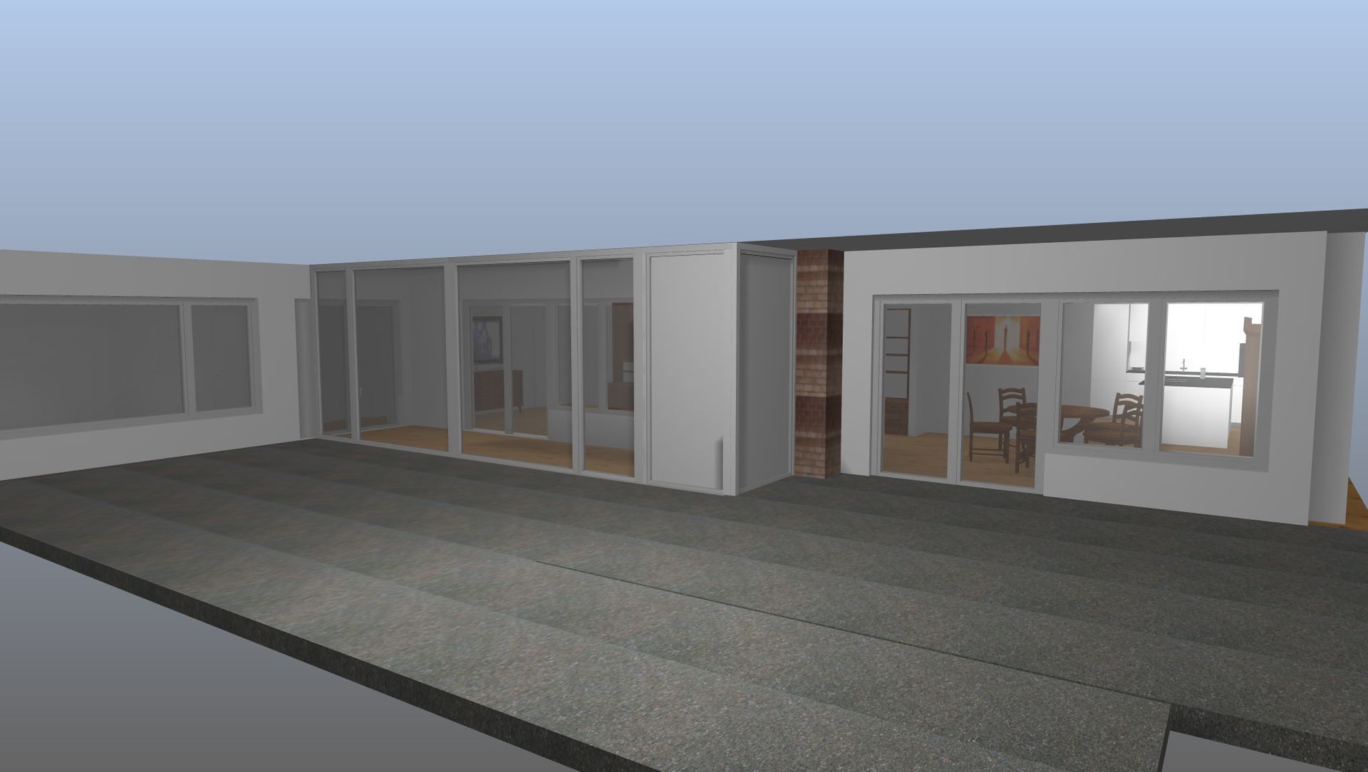 Ein computergeneriertes Bild eines Hauses mit vielen Fenstern