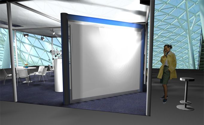 Ein computergeneriertes Bild einer Frau, die in einem Raum steht