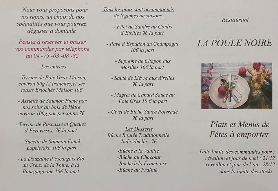 Plats Et Menus A Emporter Noel Et Jour De L An