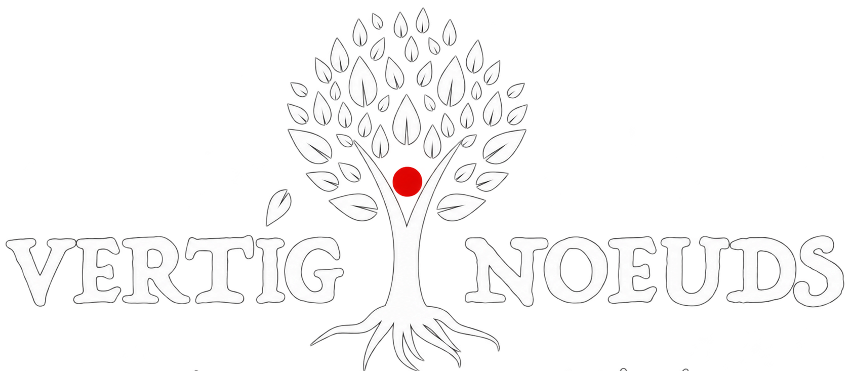 Logo blanc représentant une silhouette évoquant un arbre, avec un centre rouge et les mots « VERTIC » et « NOGUIDS » de part et d’autre