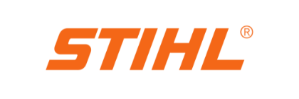 Un logo orange et blanc pour stihl sur fond blanc