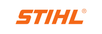 Un logo orange et blanc pour stihl sur fond blanc
