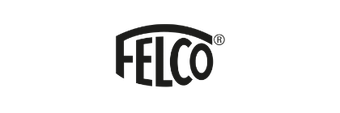 Un logo noir et blanc pour felco sur fond blanc.