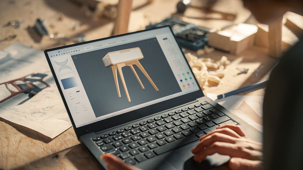 Digitale Gestaltung eines Holzmöbelstücks