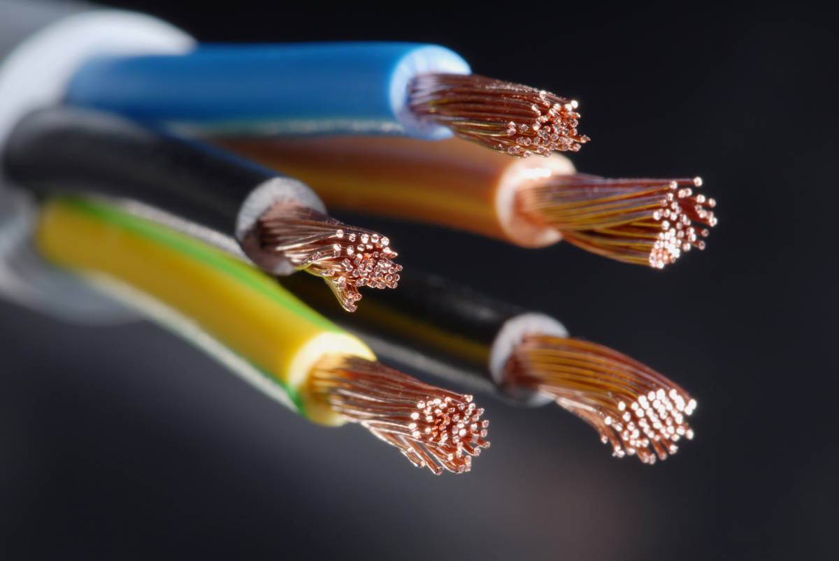 Vue macro de câbles électriques