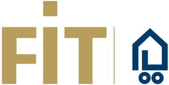 Ein gold-blaues Logo für ein Unternehmen namens fit