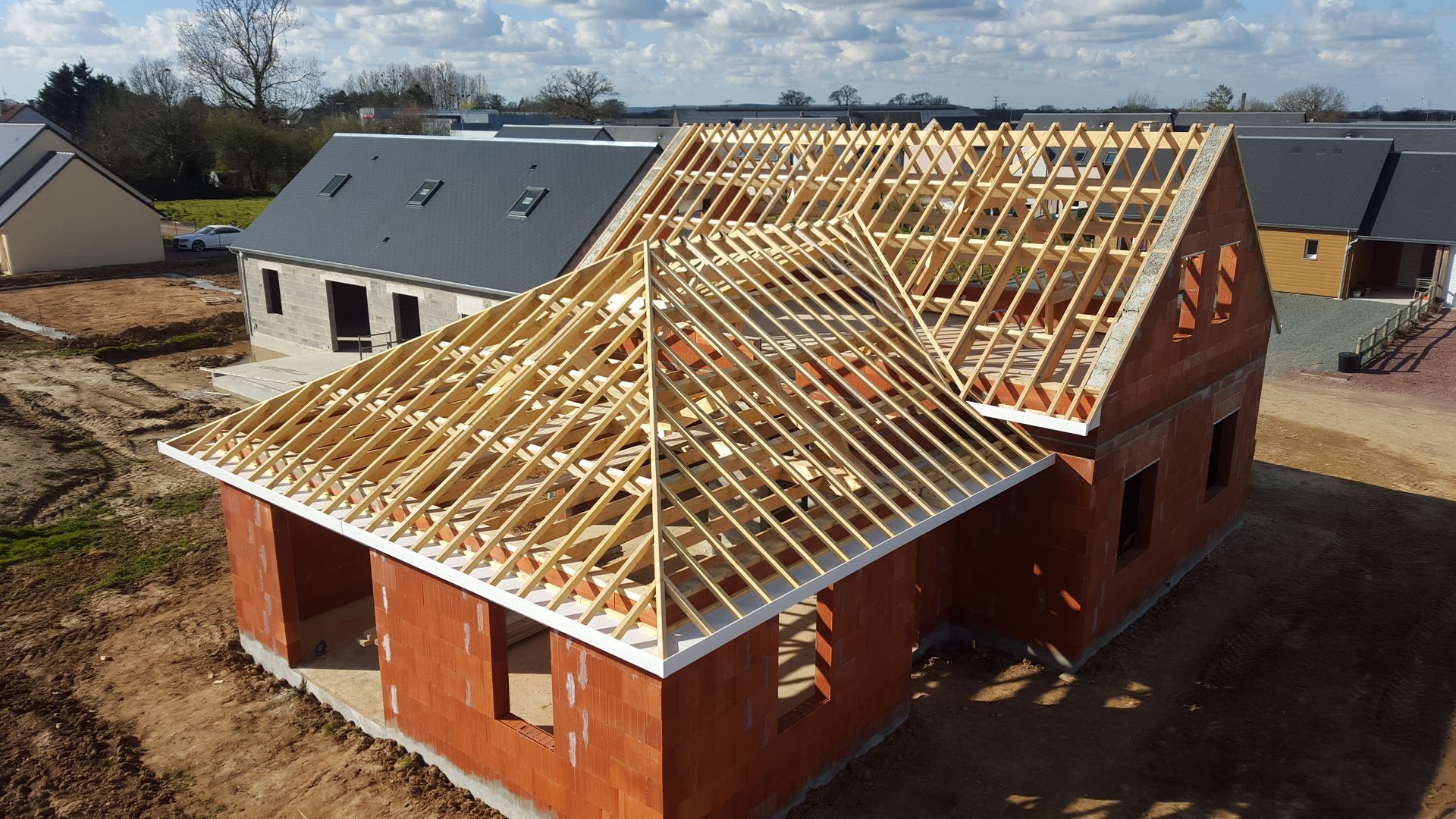 Une charpente en travaux