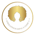Logotipo circular dorado con una silueta afro estilizada y texto curvo que dice &ldquo;AFROLATINOS ESPA&Ntilde;. SCOOP.X&rdquo;
