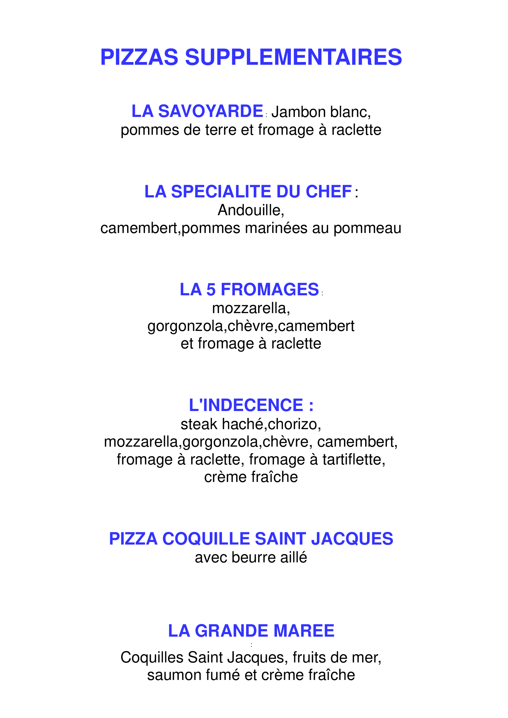 Carte des desserts, incluant des coupes glacées alcoolisées et d'autres desserts comme la crème brûlée.