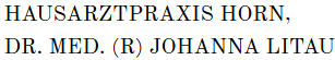 Hausarztpraxis Horn, Dr. med. (R) Johanna Litau - logo