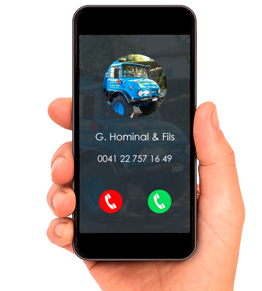 Une main tient un téléphone portable avec une photo d'un camion bleu sur l'écran