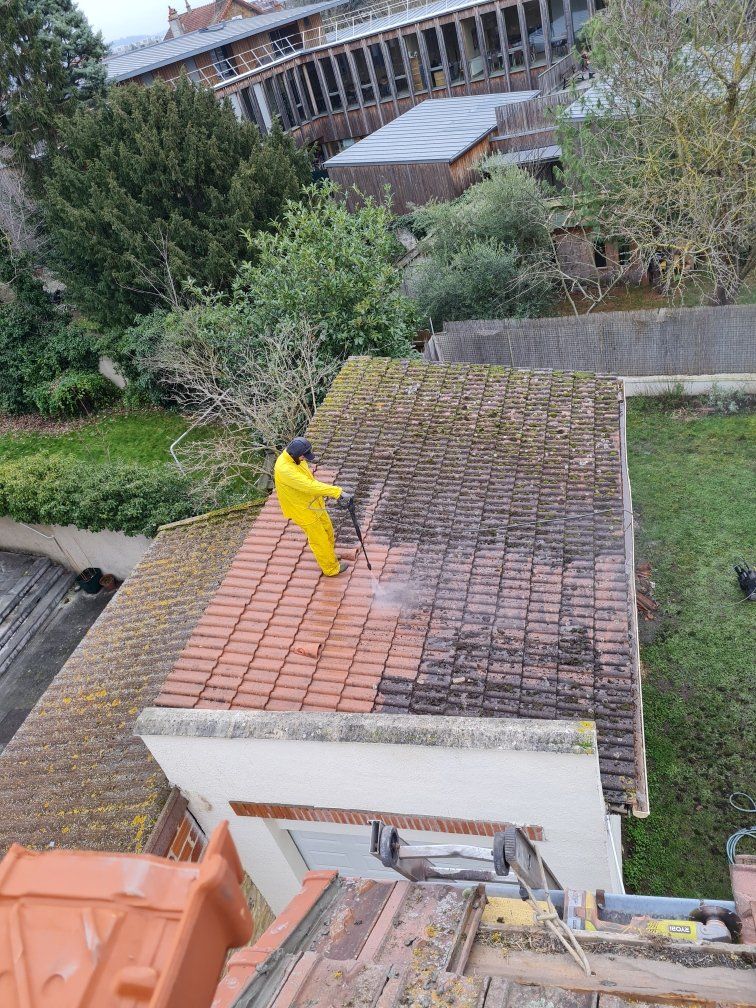 Nettoyage du toit de la dépendance