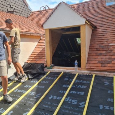 travaux en cours sur couverture