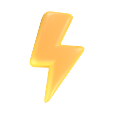 Un icono de rayo amarillo sobre un fondo blanco.