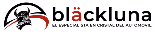 Logo: "bl&auml;ckluna" with a bull head in a circle, and the text "EL ESPECIALISTA EN CRISTAL DEL AUTOMOVIL".