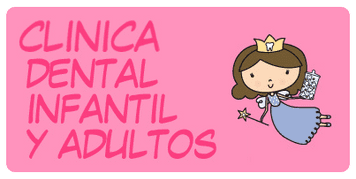 A pink sign that says clinica dental infantil y adultos