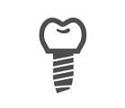Un icono de un implante dental con un tornillo en forma de corazón.