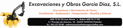 A logo for excavaciones y obras garcia diaz