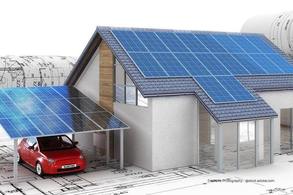 Hausentwurf mit Fotovoltaikanlage der Kröger Heizungs- und Sanitärtechnik GmbH