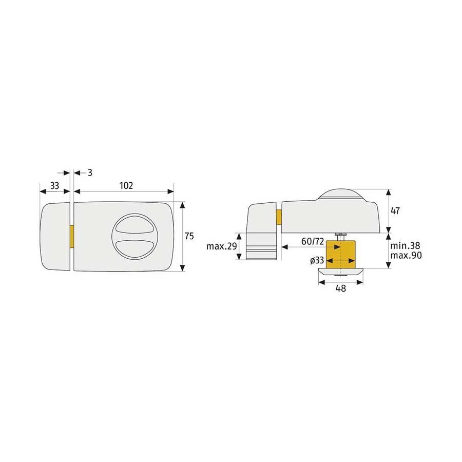 Abus-Tür-Zusatzschlösser 7010/7030 Zeichnung
