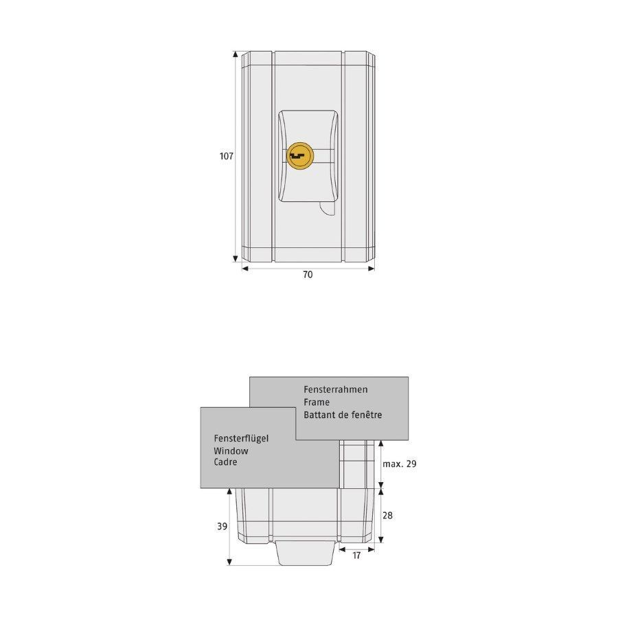 Abus-Fenster-Zusatzschloss FTS 99 Zeichnung