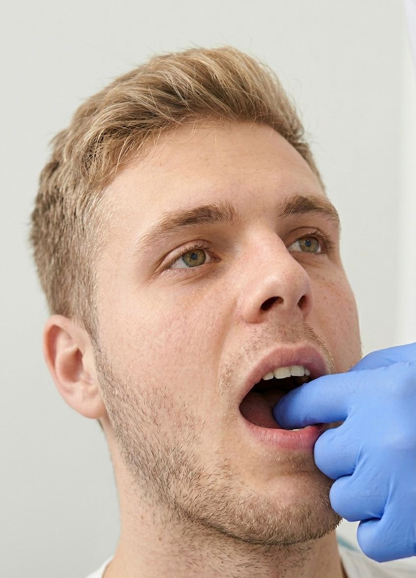 Primer plano de las manos de un masajista realizando un masaje de tejido profundo en el hombro de una persona.